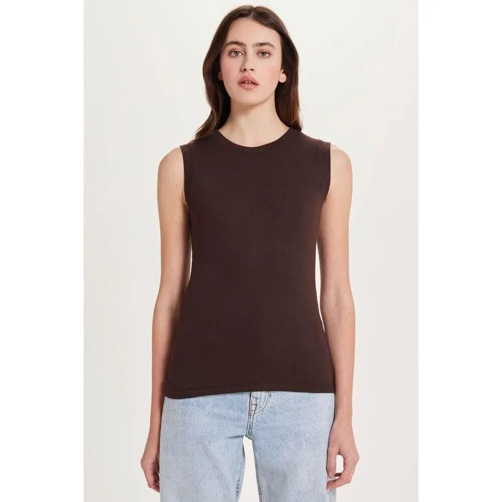 ✨GOLDIE LEWINTER RIBBED SLEEVELESS BURGUNDY SZ SMALL TEE✨